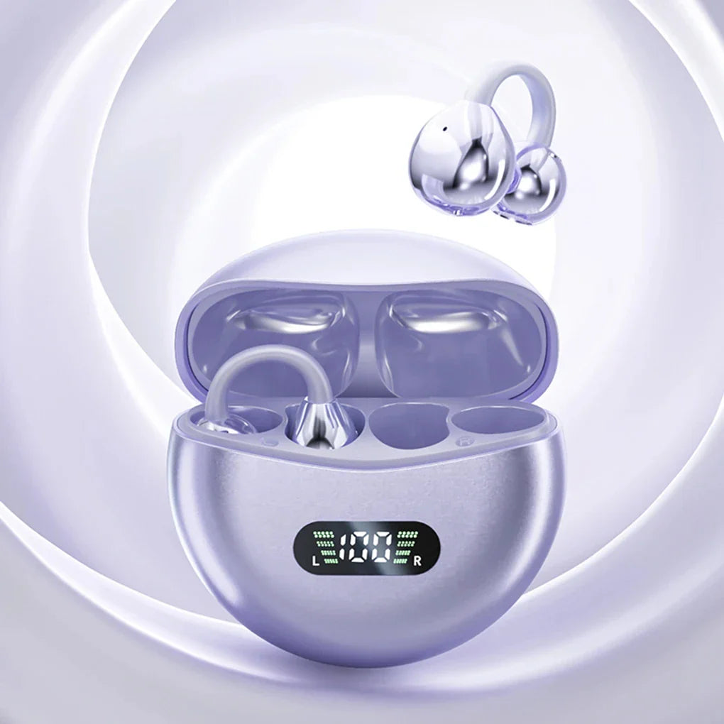 M79 Wireless Hifi Bluetooth 5.4 Earbuds Clip on Ear with Digital Display Waterproof Sport Headsets with Mic