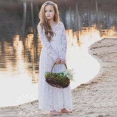 Flower Girl Dresses Weddings Little Kids Ivory Lace Dress Baptism White