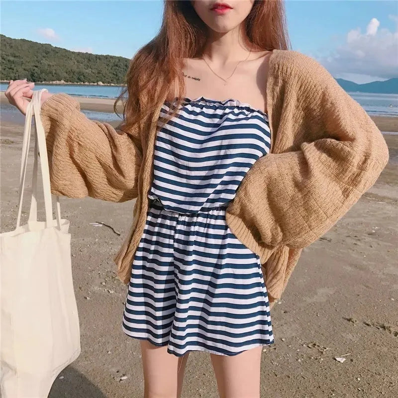 Knitted Cardigan for Women Summer Oversized Knit Loose Coat Sweater Korean Top