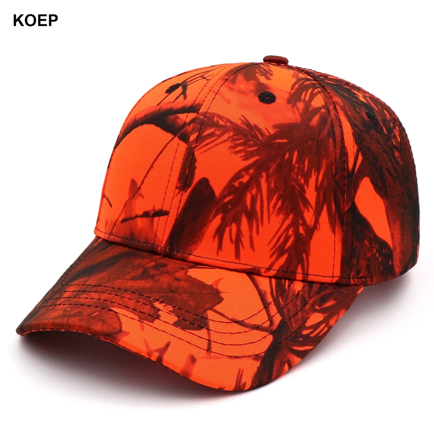 KOEP Jungle Tree Orange Camouflage Cotton Dad Snapback Hat Outdoor Fishing Baseball Cap Bold Fluorescent Orange Camo Hunting Hat