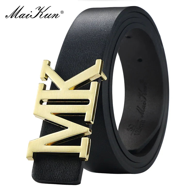 Maikun Men's Reversible PU Leather Dress Belt Rotated Black Buckle Belt Valentine's Day