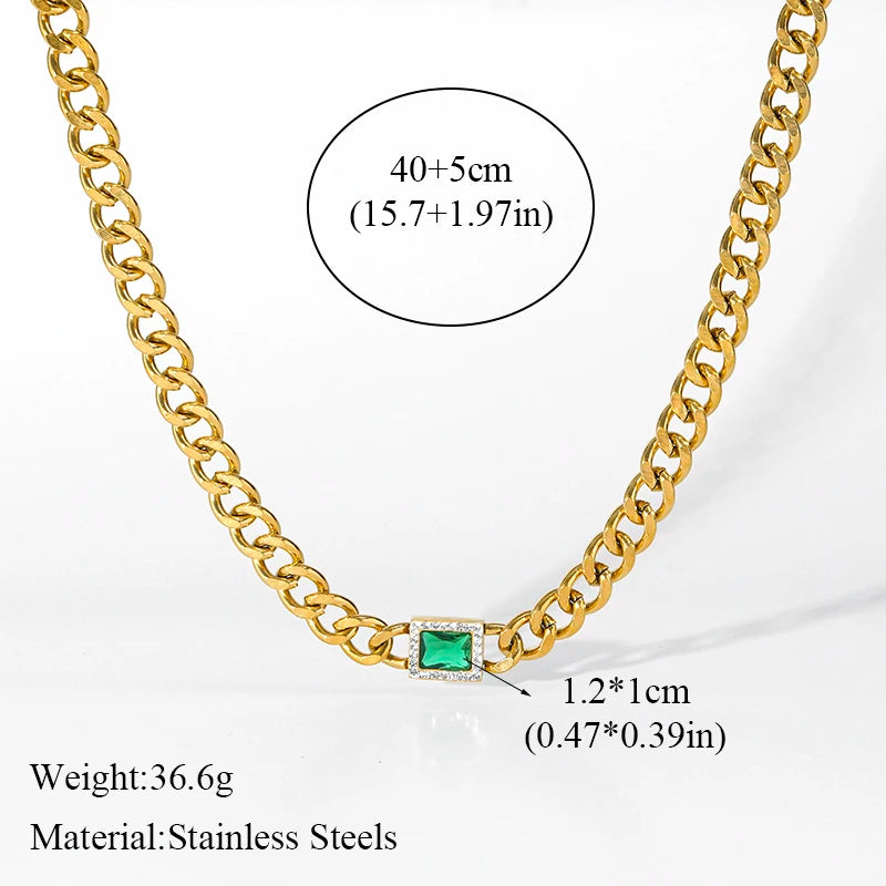 316L Stainless Steel Exaggerated Gold Color Thick Chain Pendant Necklace For Women