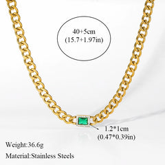 316L Stainless Steel Exaggerated Gold Color Thick Chain Pendant Necklace For Women