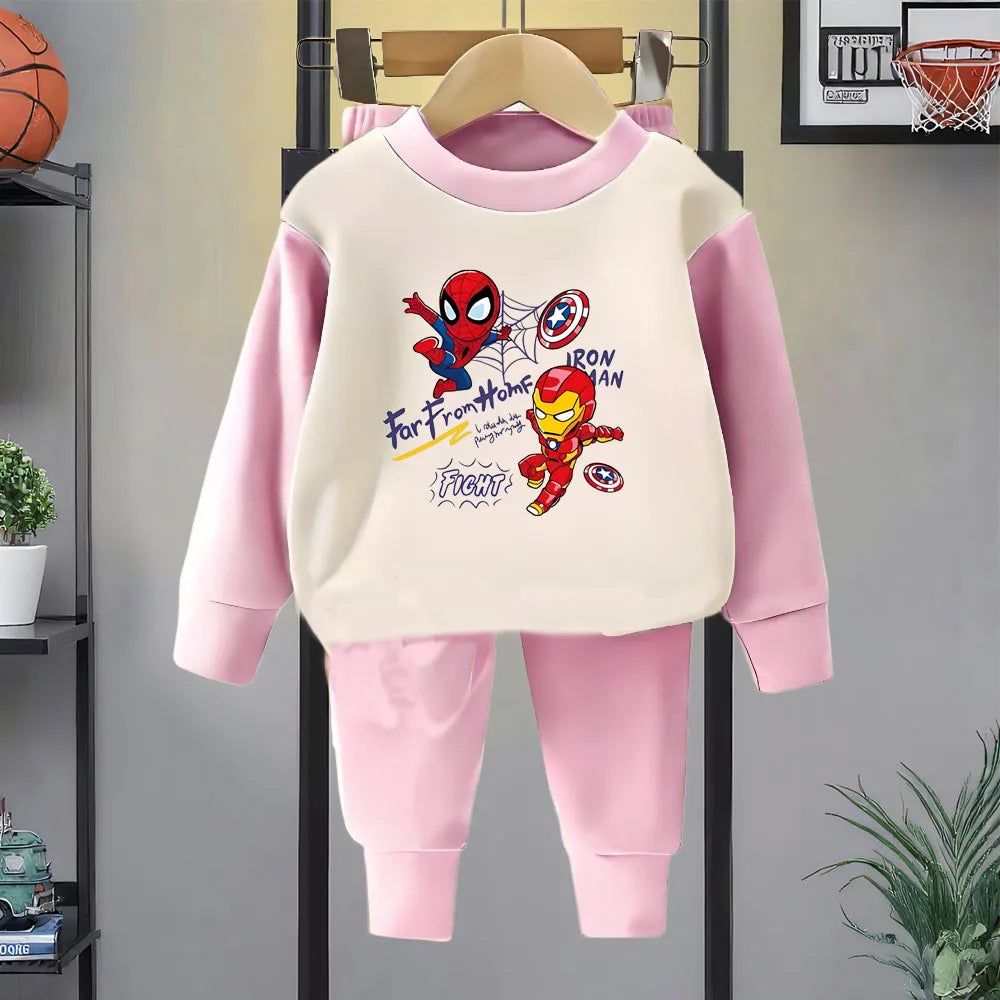 Spring Autumn Children's Clothing Sets Boys Sleepwear Clothes Kids Anime Spiderman Pajamas Set Soft Dralon Iron Man Pijamas New