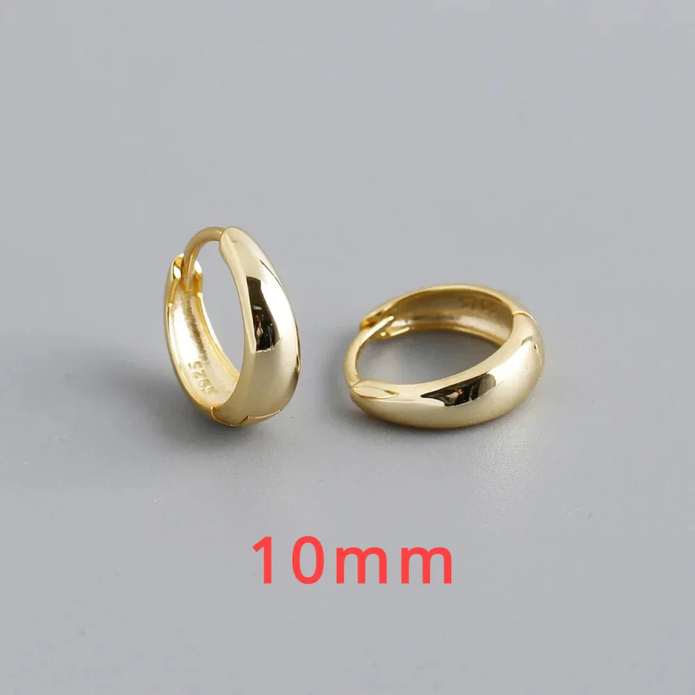 INZATT 100% 925 Sterling Silver 18K 6/7/8/9/10mm Round Hoop Earrings for Women Classic Fine Jewelry Minimalist Accessories
