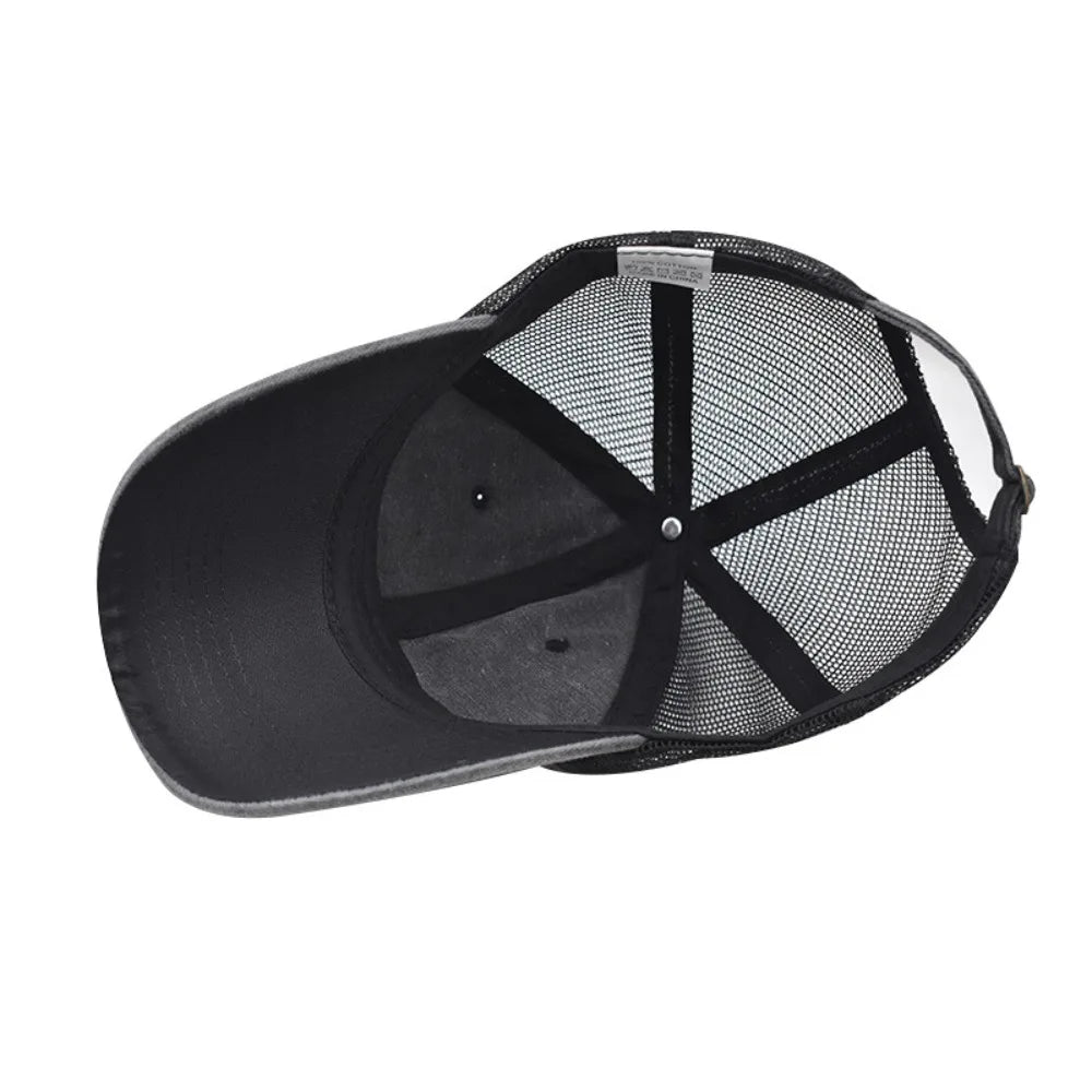 Vintage Washed Cotton Baseball Cap Women Men UV Protection Breathable Mesh Cap Visor Adjustable Hip Hop Caps