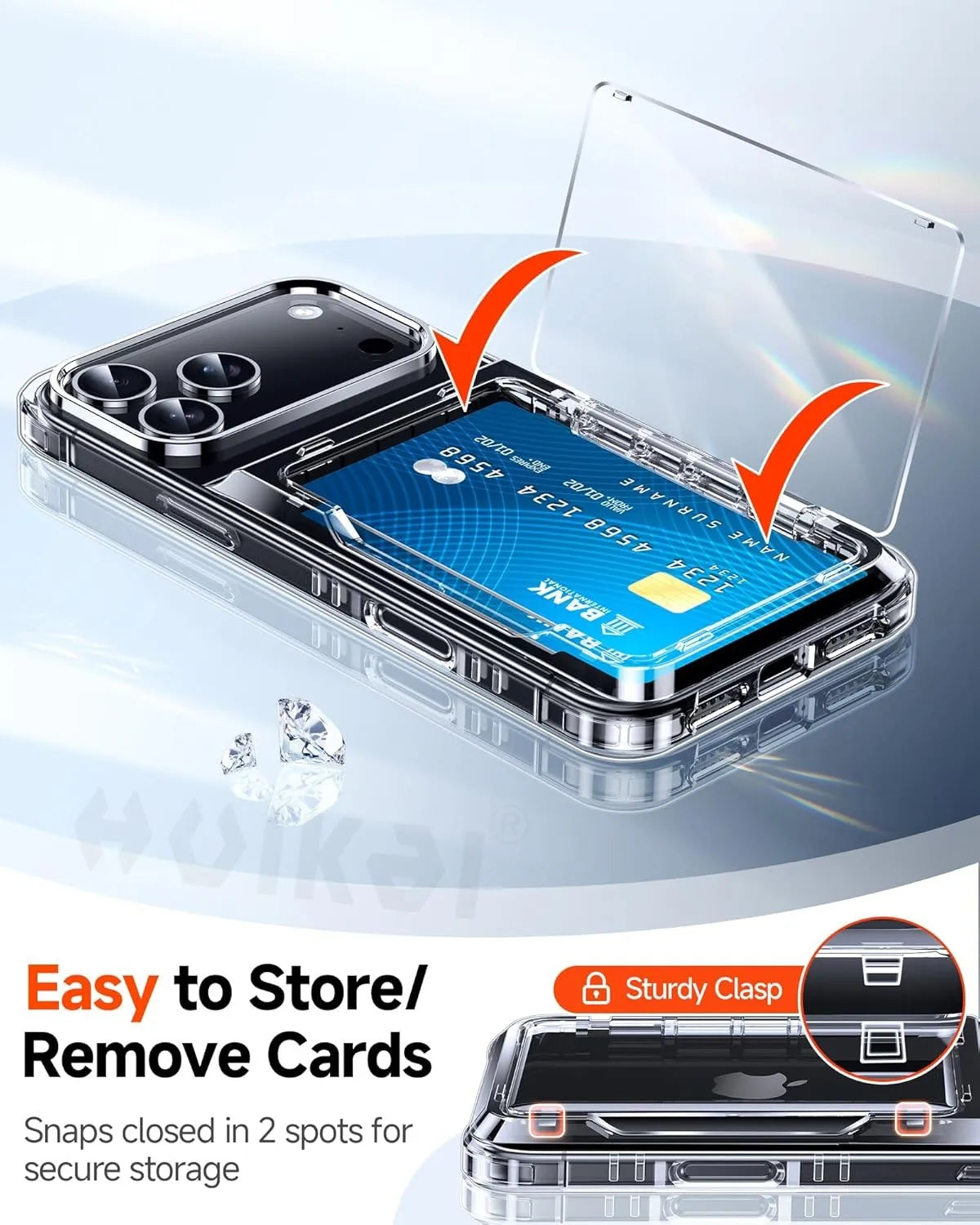 Case For iPhone 17 Pro Max 17 Air 16 Pro Max 15 Pro 15 14 Wallet Card Holder Slide Slot Slim Hard PC Heavy Duty Protective Cover