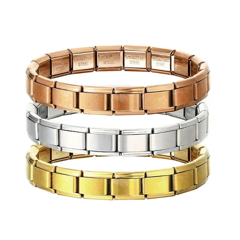 2024 New Popular Fashion Italian Module Charm Links Fit 9mm Bracelet Stainless Steel Links Jewelry Making