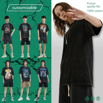 Anime Tshirts Men Women Bleach Zaraki Kenpachi Printed Acid T-Shirt Cotton Graphic Punk Harajuku Tees Men's Clothing