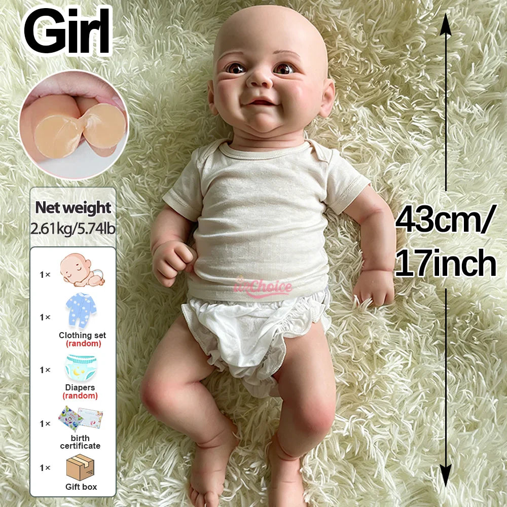 Soft 18 Inch Reborn doll Full Body Platinum silicone soft Girl Handmade Baby Real Lifelike doll for christmas gift birthday toy