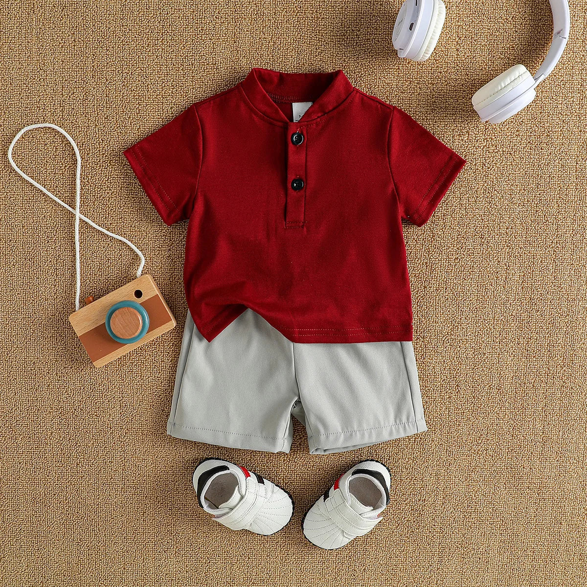 2PCS Infant Baby Boy Clothes Set White Short Sleeves T-shirt Shorts  Summer Daily Casual Outfit for Toddler Suits
