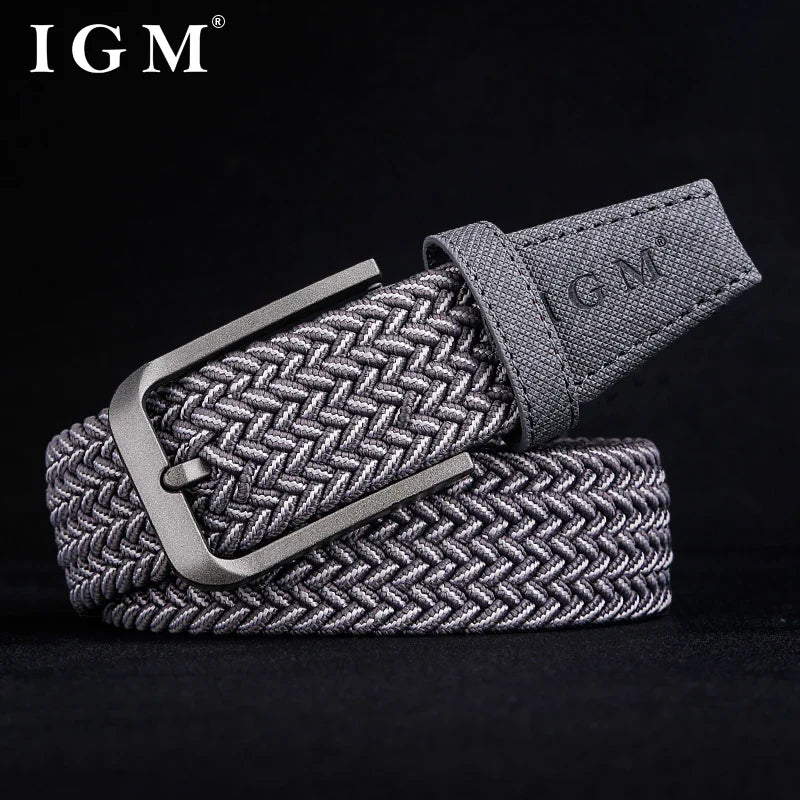 Men's metal pin buckle casual fashion high quality elastic jeans canvas stretch woven belt