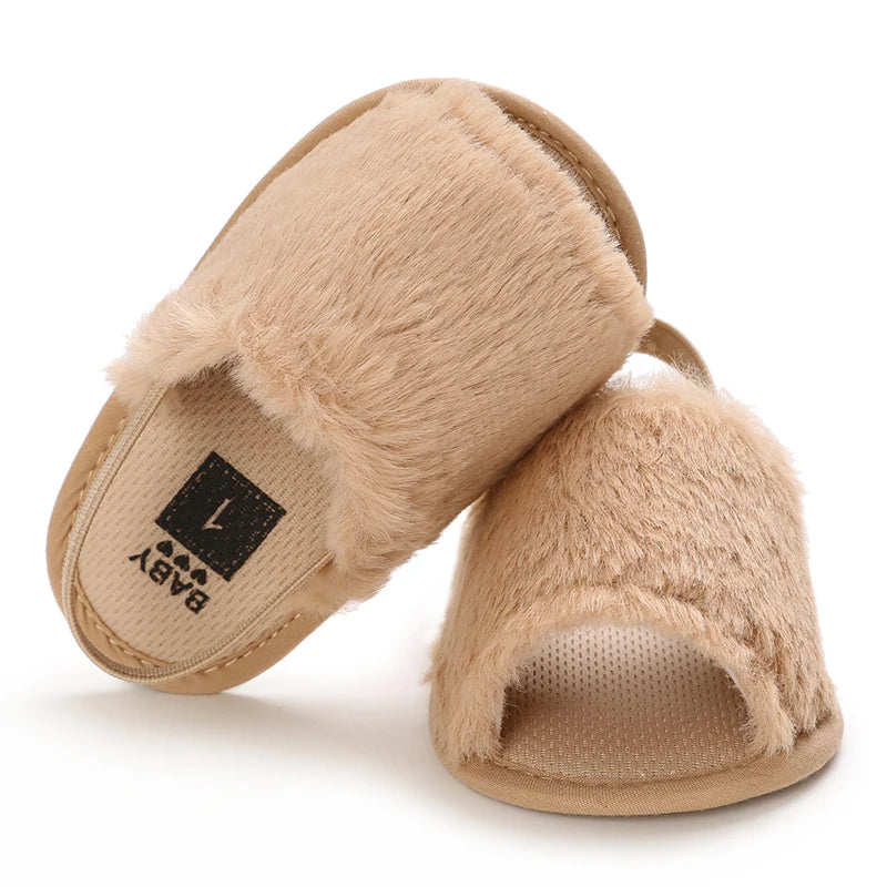 Summer Soft Hair Style Classic Baby Girl Slipper Sandals Breathable Baby Fur Shoes
