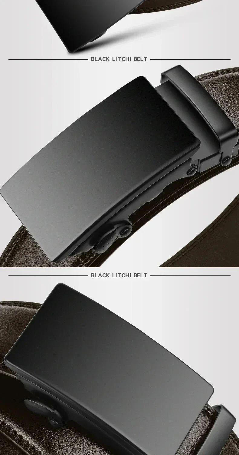 Fashion Automatic Buckle Belt for Men Famous Brand Business Belt Men PU Leather Waist Straps Black Male Jeans Belts for Men