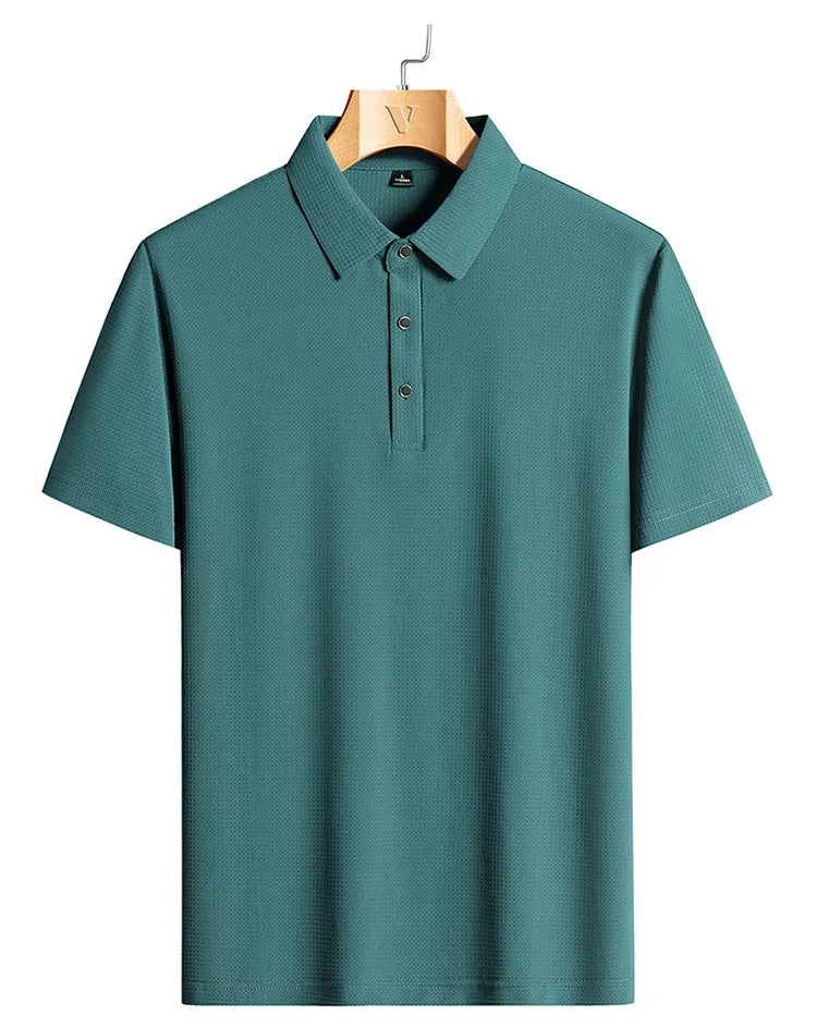 M-9XL Summer Polo Shirt Men New Breathable Mesh Ice Silk Quick-drying Short-sleeved T-shirt Elastic Sports Tops Men Clothing