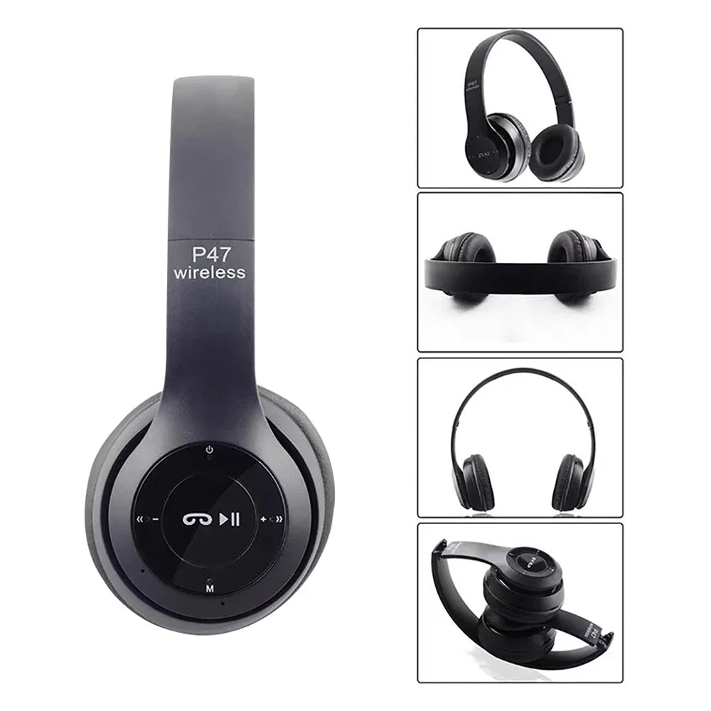 Stereo P47 Wireless Headphones Bluetooth 5.0 Earphones Foldable Bass Helmet Support SD Card For All Phone PC With Mic Headsets