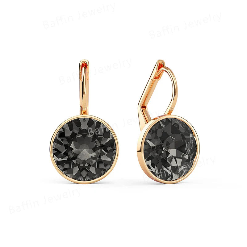 Bella Drop Earring for Women Christmas Birthday Premium Austrian Crystals Round Cut Dangle Silver Gold Color Pierced Jewelry