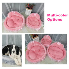 Cute Bow Lace Dog Bed Small Puppy Mattresses Sleeping Mat On The Floor Warm Mat