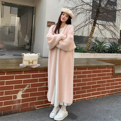 Autumn/Winter Lazy Style Loose Knee Length Thickened Pure Imitation Mink Fleece