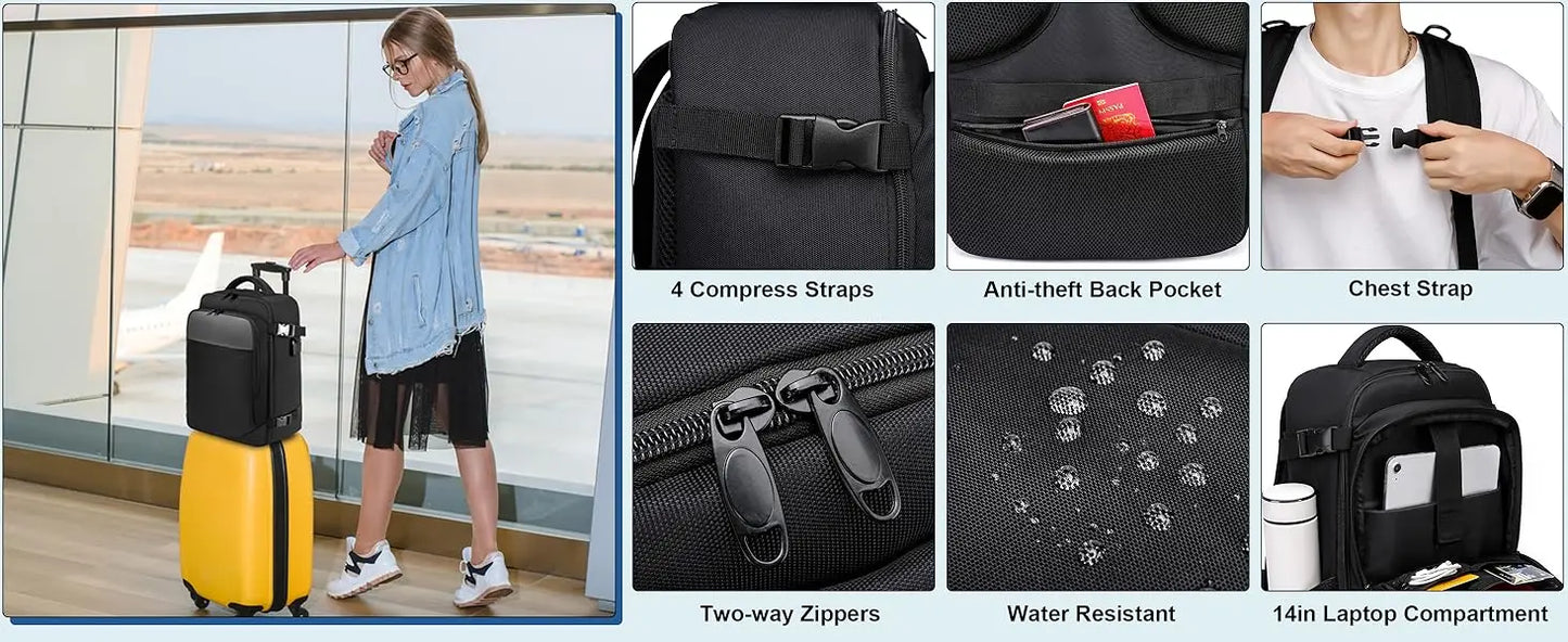 ryanair 40x20x25 and 45x36x20 Travel backpack,Laptop Backpack,unisex.Multifunctional bag,School Bag,university,trekking rucksack