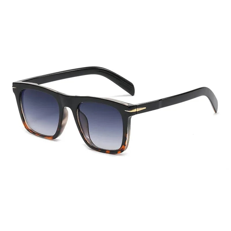 Vintage Square Sunglasses Men Anti-Blue Light Glasses Fashion Gradient Driving Shades Leopard Black Brand Oculos