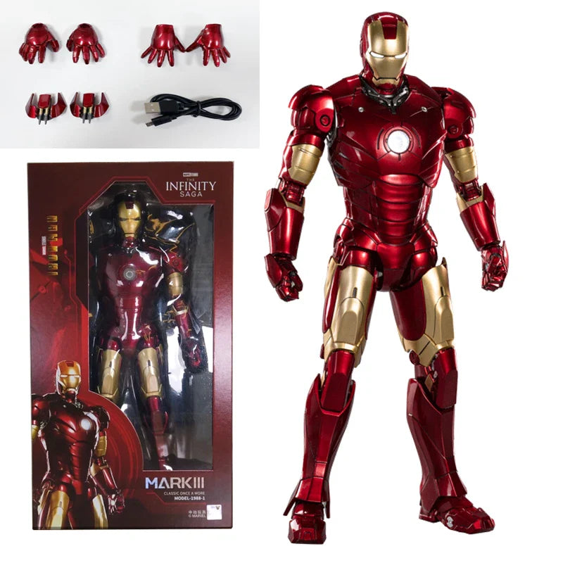 ZDTDS Original 1/5 36CM Iron Man MK50 MK3 LED lighting 10th Anniversary Memorial Collect Tony Stark Model Action Figure Gift