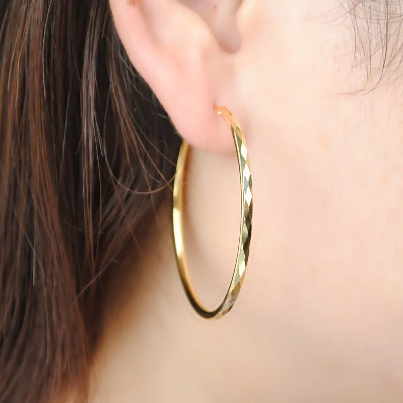 Senlissi - 925 Sterling Silver Hoop Earrings For Women 18K Gold Plated Jewelry Dazzling Women's Hoops Earrings Christmas Gifts