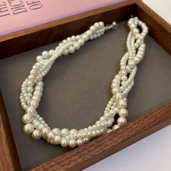 Bohemian Style Imitation Pearl Multi-layered Women's Necklace Exaggerated Fashion