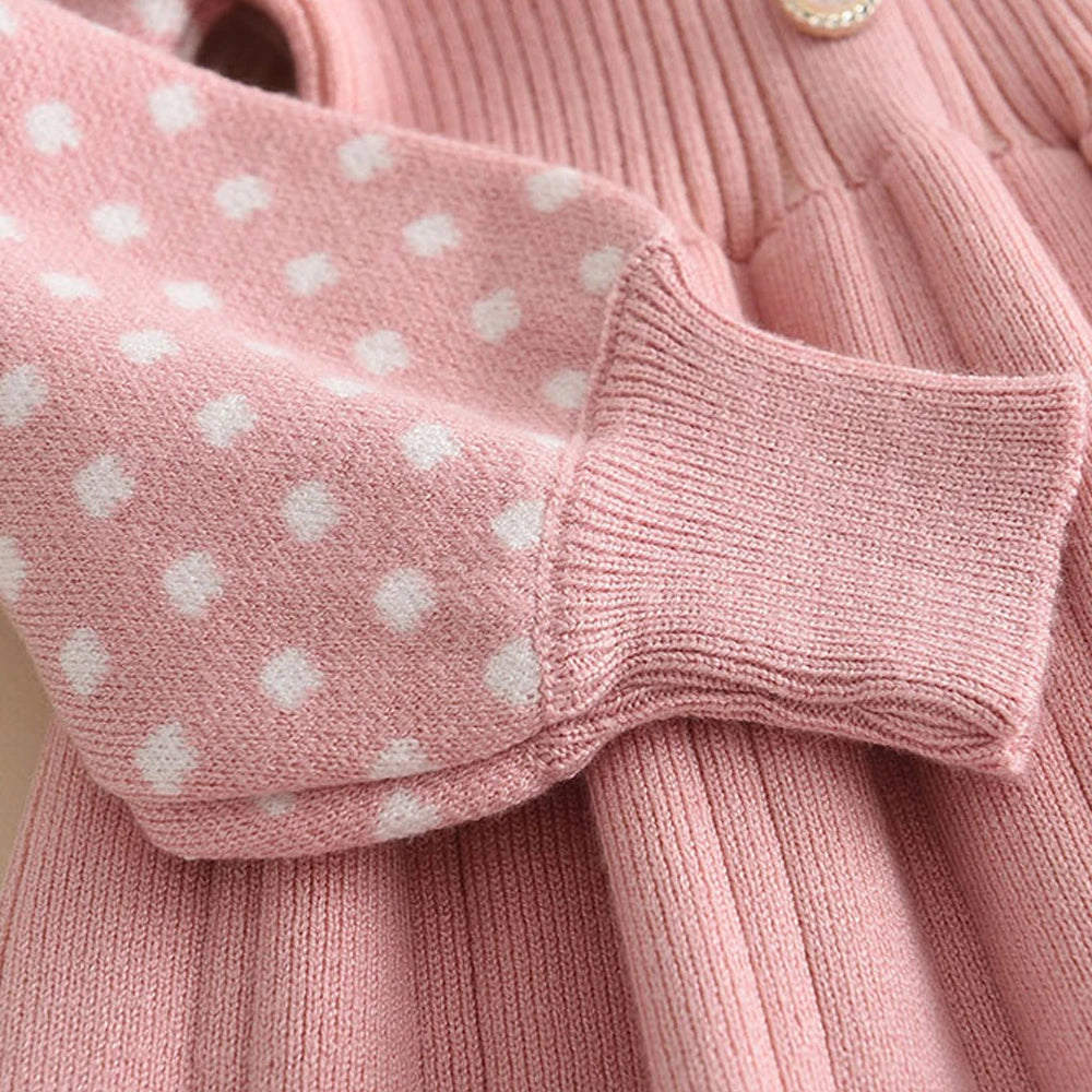 Girl Baby Sweater Knitted Dress Warm Sweater Dress Polka Dots Girls Infant