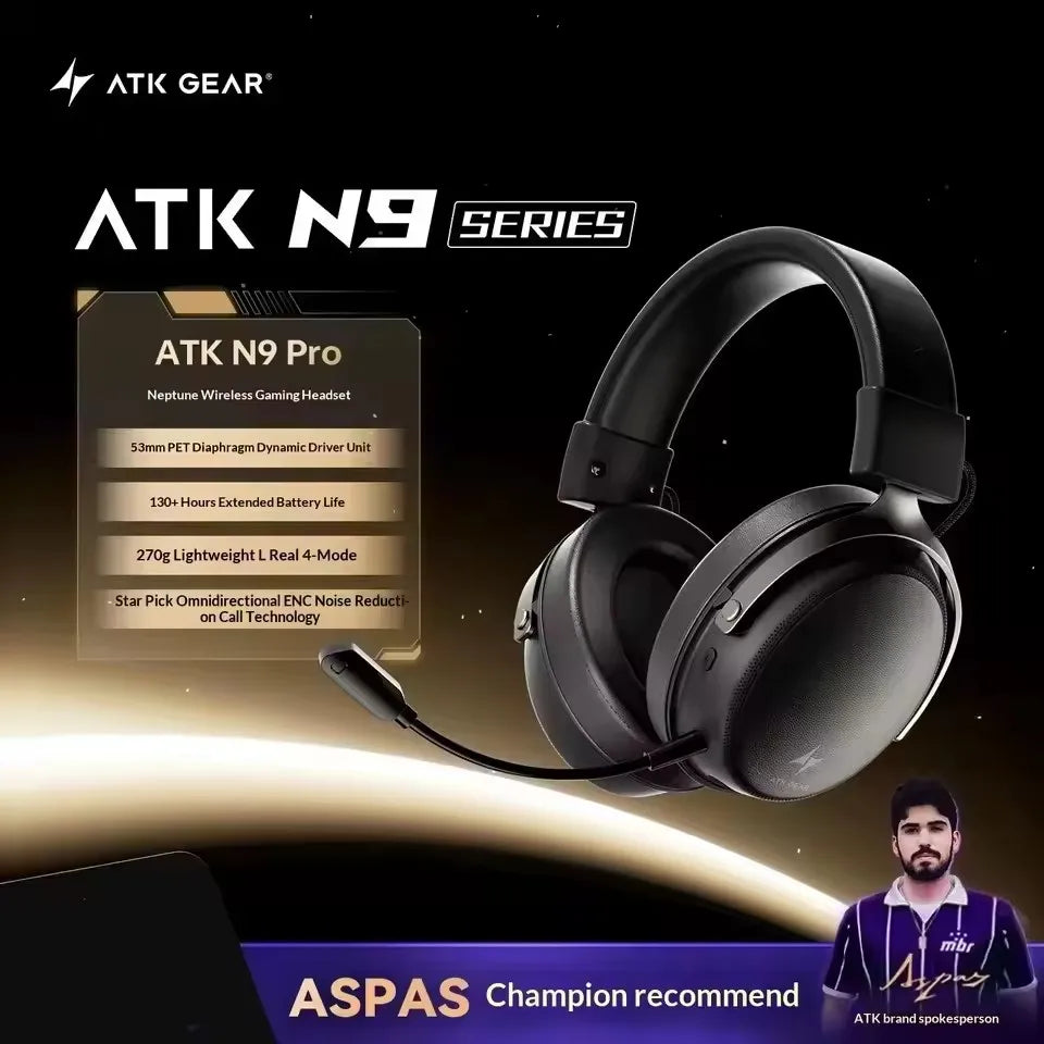ATK M1 Game Headset Three Mode Wireless Headworn PS5  PC Gaming Headset Microphone Virtual 7.1 Surround Noise Reduction Headset