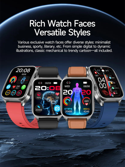 2025 New Blood Pressure 650nm Laser Therapy Diagnosis Smartwatches Men Women Clock Uric Acid Lipid  Heart rate Smart Watch IOS