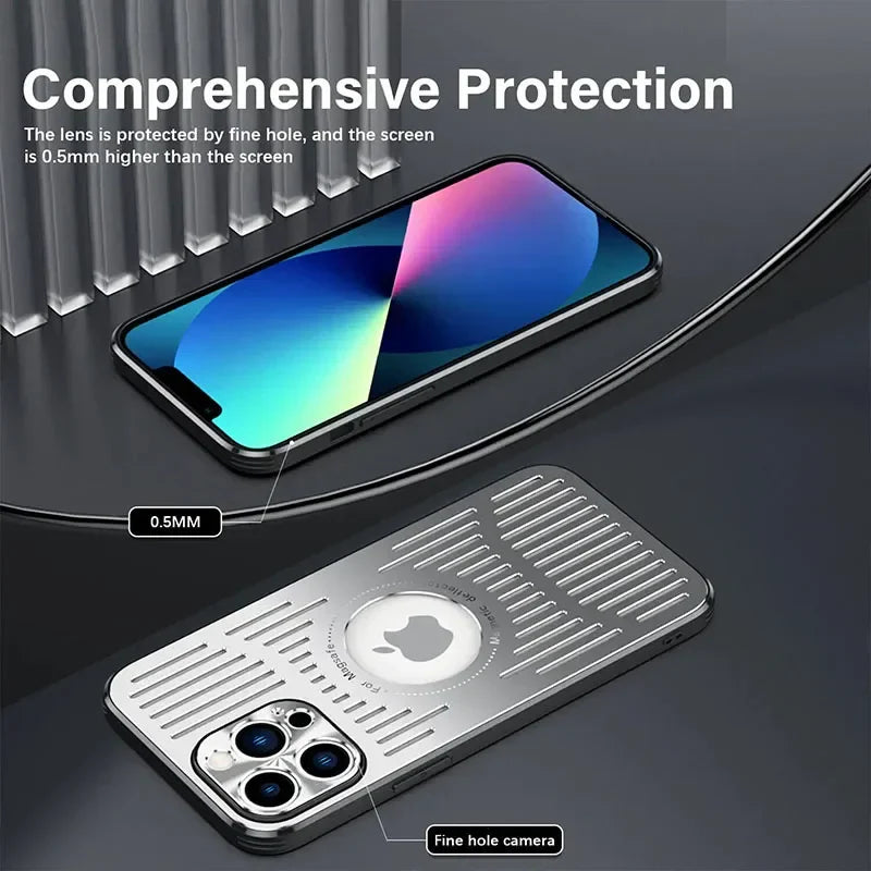 Better Heat Dissipation Aluminum Metal Phone Case For iPhone 17 16 15 14 13 12 Pro Max Back Cover