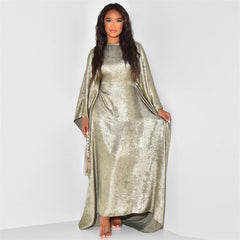 Butterfly Satin Abaya Dubai Luxury Muslim Kaftan Maxi Dress Abayas For Women