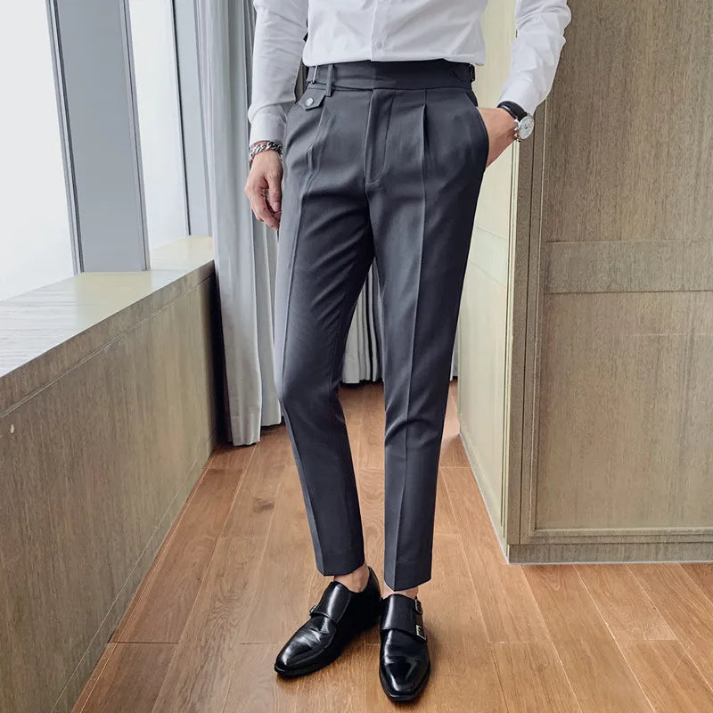 Brand Clothing Fashion Spring Slim Fit Business Suit Pants/Male White Black