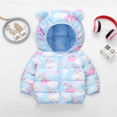 Cartoon Rabbit Cute Keep Warm Girls Jacket 1-5 Years Old Hooded Down Coat