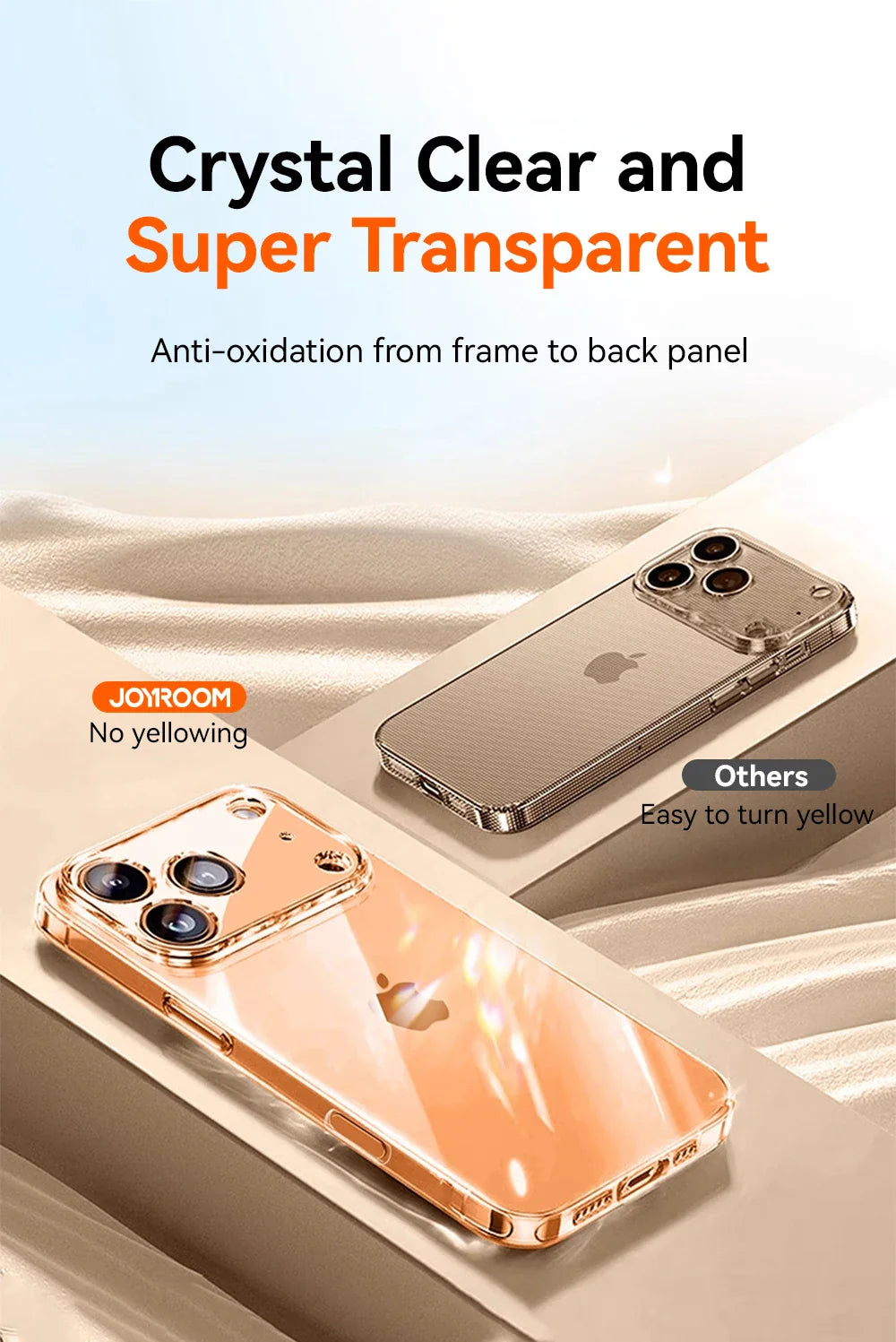 Joyroom For iPhone 17 16 15 Pro Max Case Lens Protection Anti-Yellow Case For iPhone 17 16 Pro Max Transparent Shockproof Cover