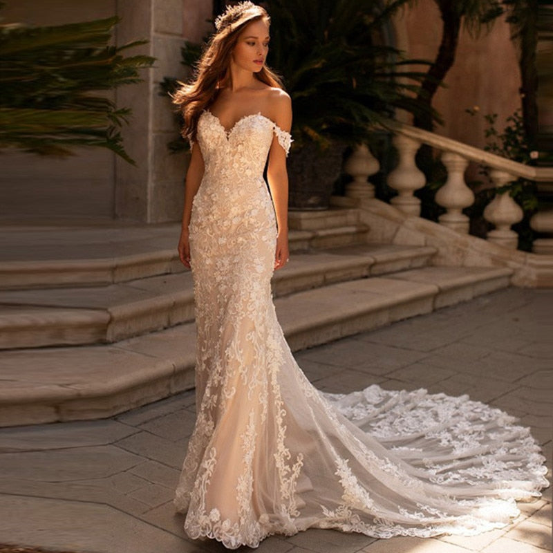 White Bridesmaid Dresses: Wedding Dresses Sweetheart Off The Shoulder Bride Gowns