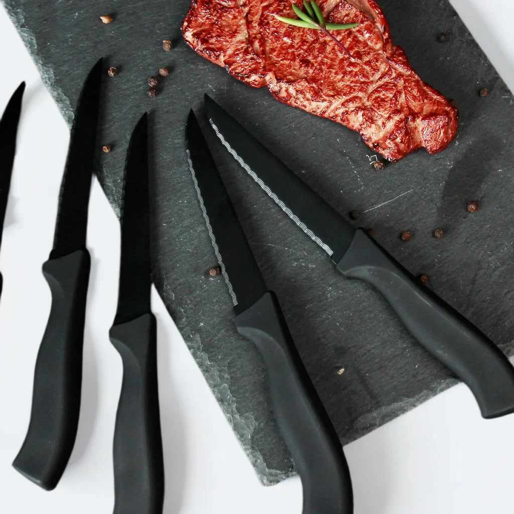 Table Knife Set  4/6/8Pcs Black Matte Comfort Handle Paring Knives German Stainless