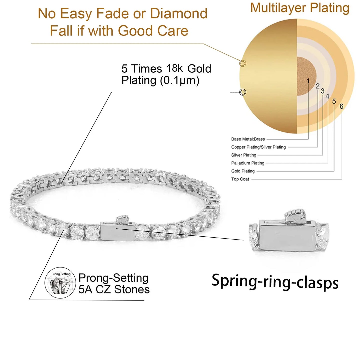 Hip Hop Jewelry Cubic Zirconia Iced Out Tennis Chain Iced Out 18k Gold Plated Bling Necklace For Women Free Custom Laser Logo