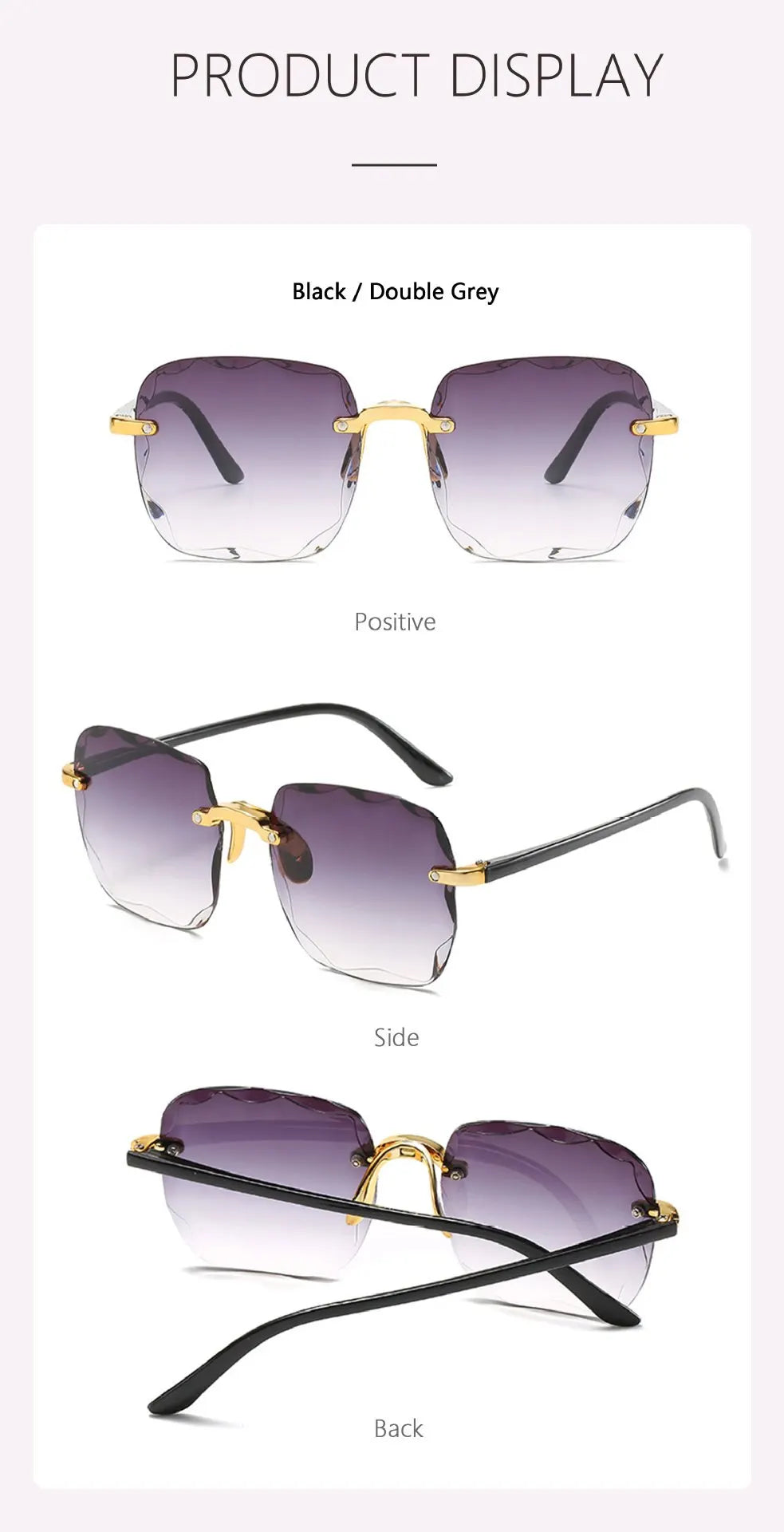 Square Frameless Classic Gradient Women Sunglasses