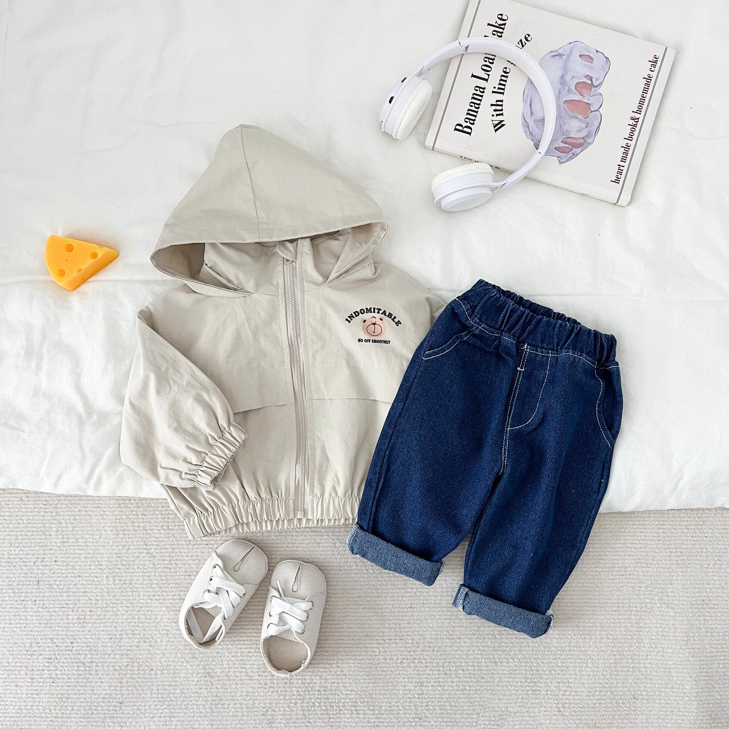 Spring And Autumn Baby Boys And Girls Coat Striped Hardshell Hoodie Korean Version Of Fashion Soft Thick Casual Clothes