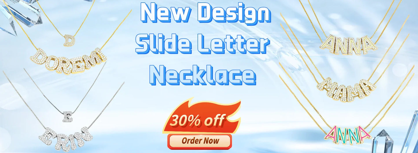 DOREMI Crystal Zircon Name Customized Letter Doubel Chain Mesh Dainty Sliding Slider Letter Personalize Name Bracelets