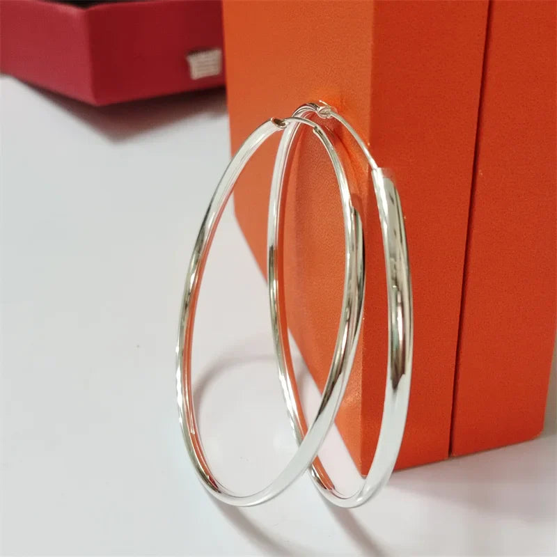 Senlissi - 925 Sterling Silver Hoop Earrings For Women 18K Gold Plated Jewelry Dazzling Women's Hoops Earrings Christmas Gifts