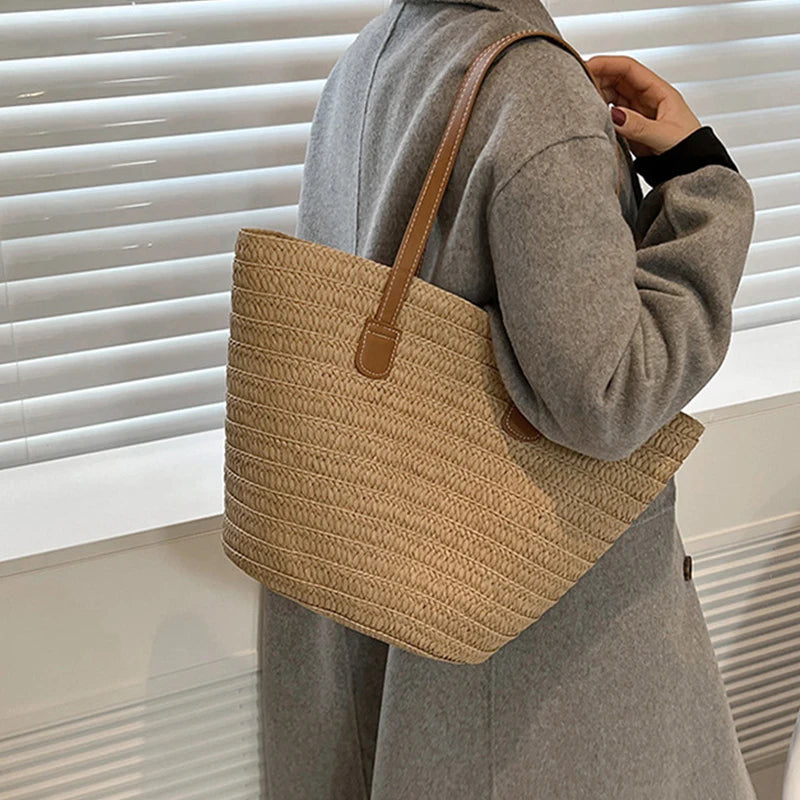 Large Capacity Straw Bag For Women Knitted Straw Bag Bohemia