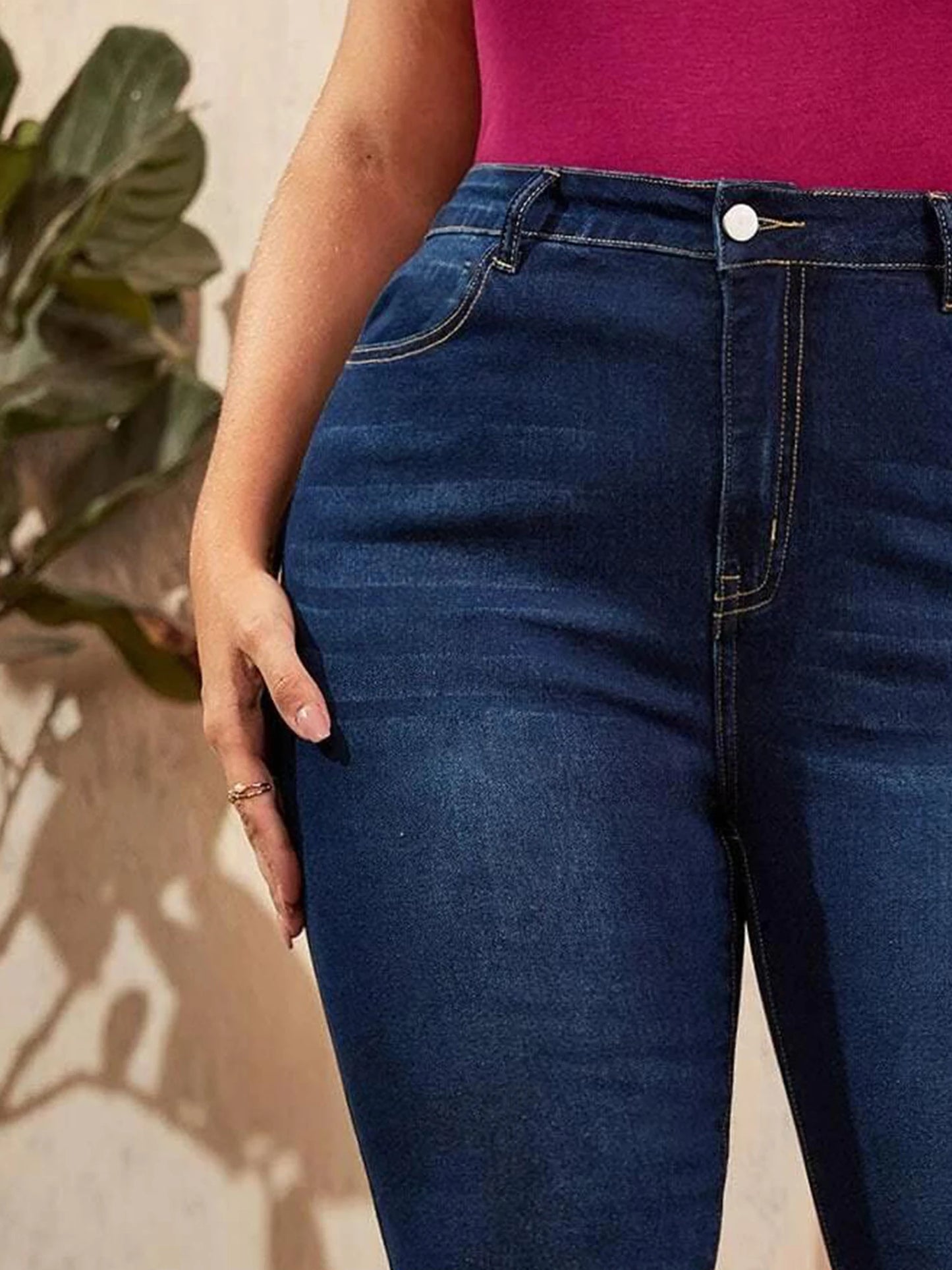 Plus Size Skinny Jeans for Women Full Length High Waist Women Jeans