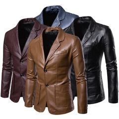 Men Slim Autumn Causal Vintage Leather Jacket Coat Men Design Motorcycle