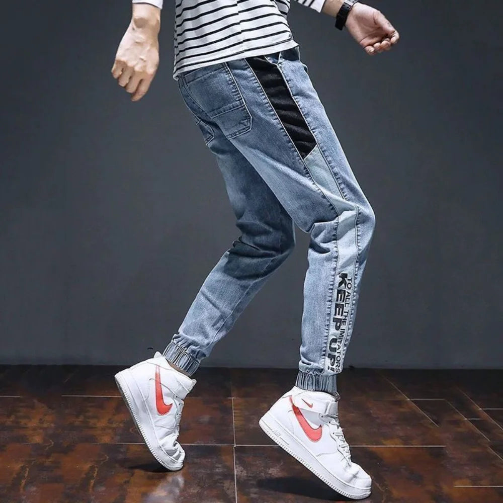 Spring Summer Black Blue Cargo Jeans Men Streetwear Denim Jogger Pants Men