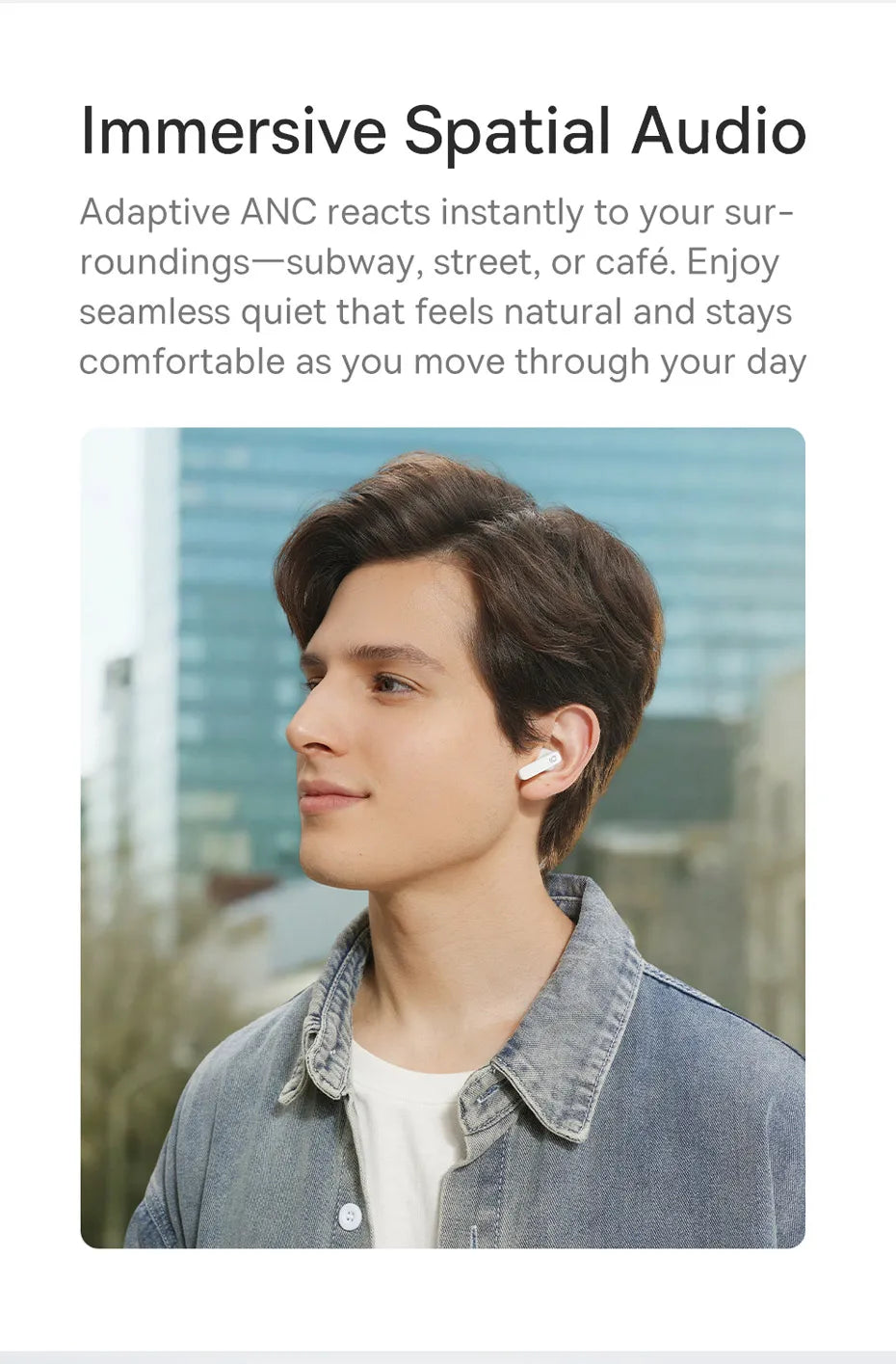 Baseus Bass BS1 NC -40dB Realtime Adaptive ANC Wireless Earbuds Bluetooth 6.0 Semi-Open Earphones LDAC Hi-Res Audio 6-Mic AI ENC