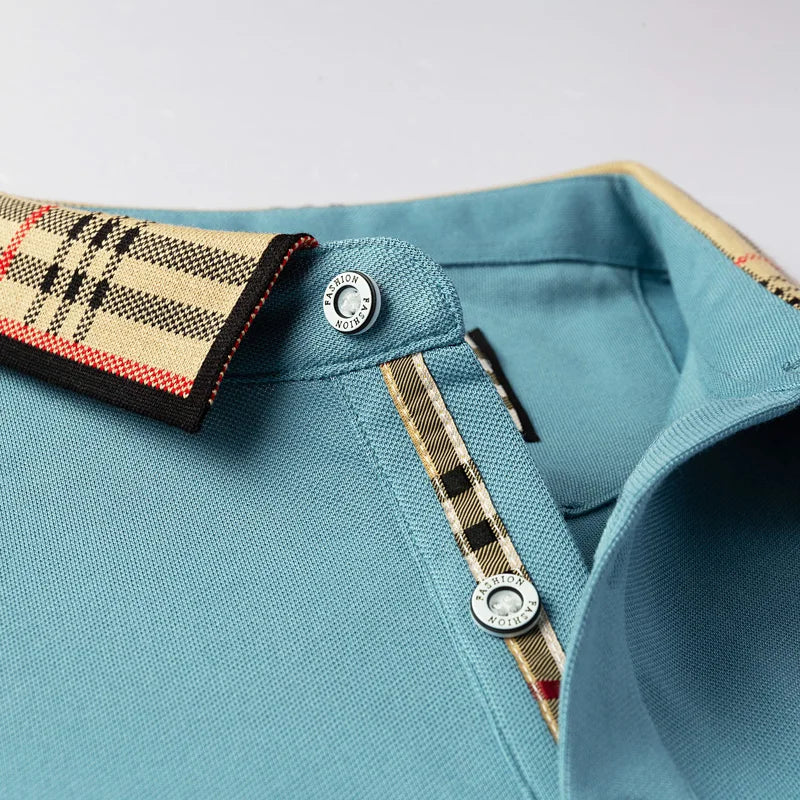 Summer men's fashion casual short sleeved polo shirt high-end boutique embroidered top comfortable and breathable lapel T-shirt