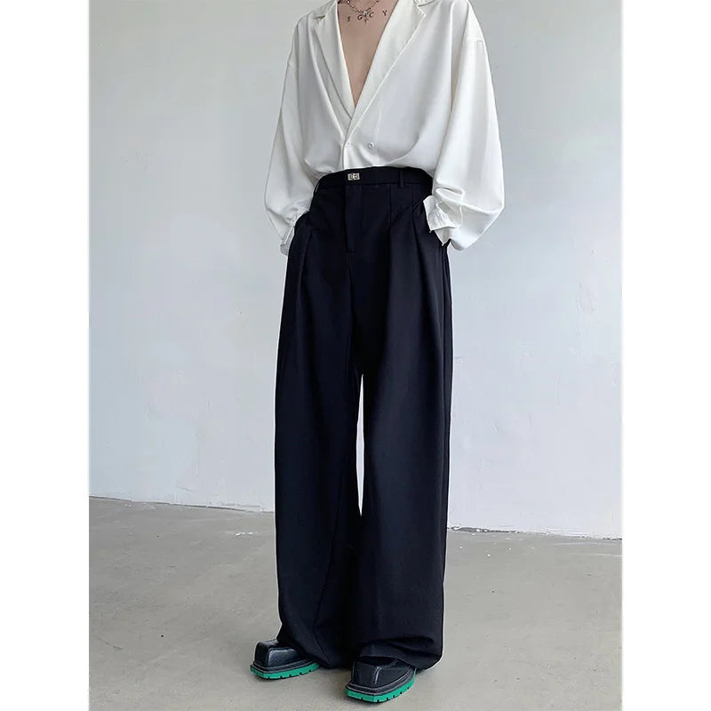 Baggy Black Mens Oversized Fashion Society Mens Dress Pants Mens Office Formal Trousers